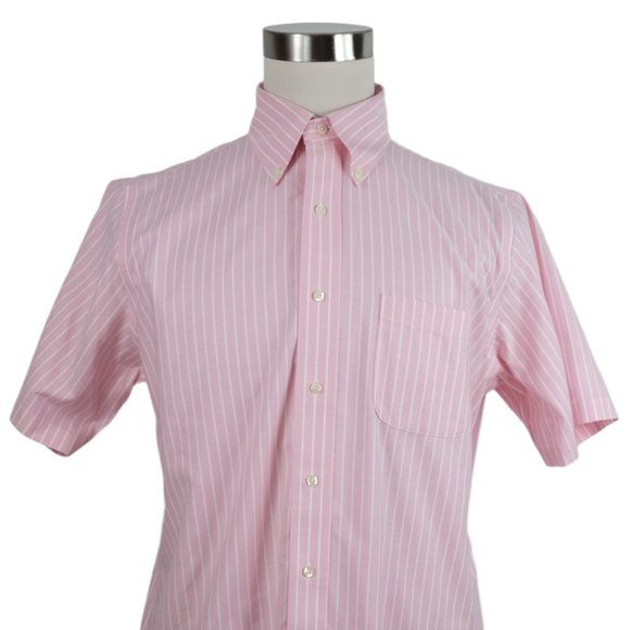 Brooks Brothers Traditional Fit Non-Iron Short Sleeve Button Down Pink 15.5 - Picture 1 of 6